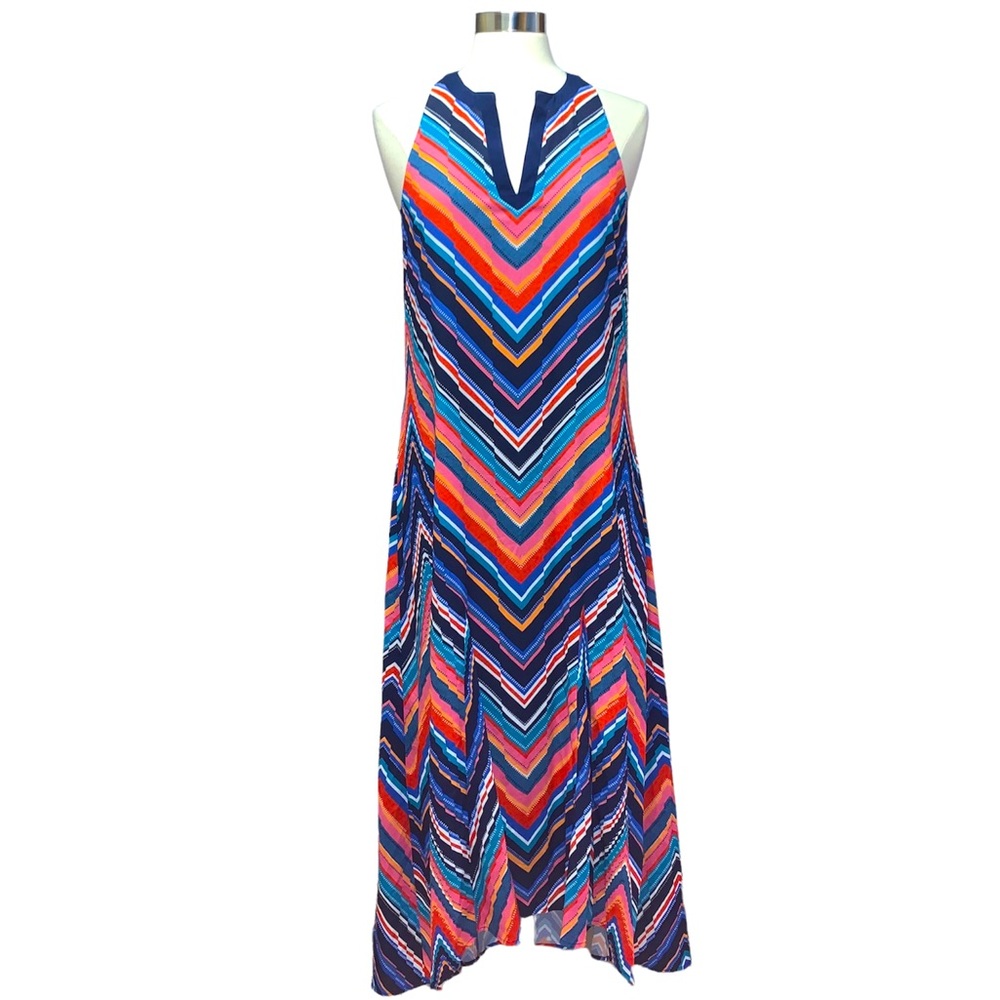 Laundry by Shelli Segal Halter Maxi Dress Size 8 Multi Color Lined Pattern